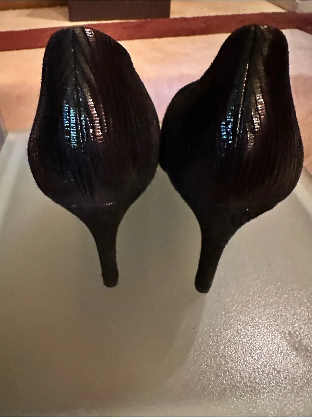 Ann Taylor Black Textured Leather High Heel Pumps